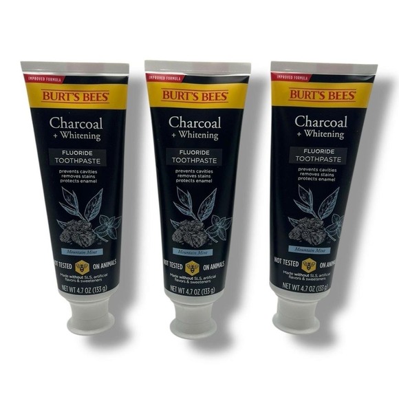 Burt's Bees Other - Burt's Bees - Charcoal + Whitening Toothpaste (3 Pack) - Mountain Mint Fluoride